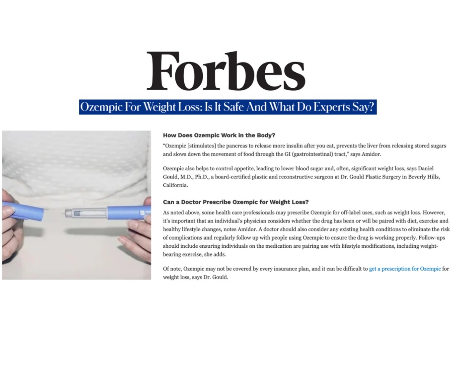 Plastic Surgery article