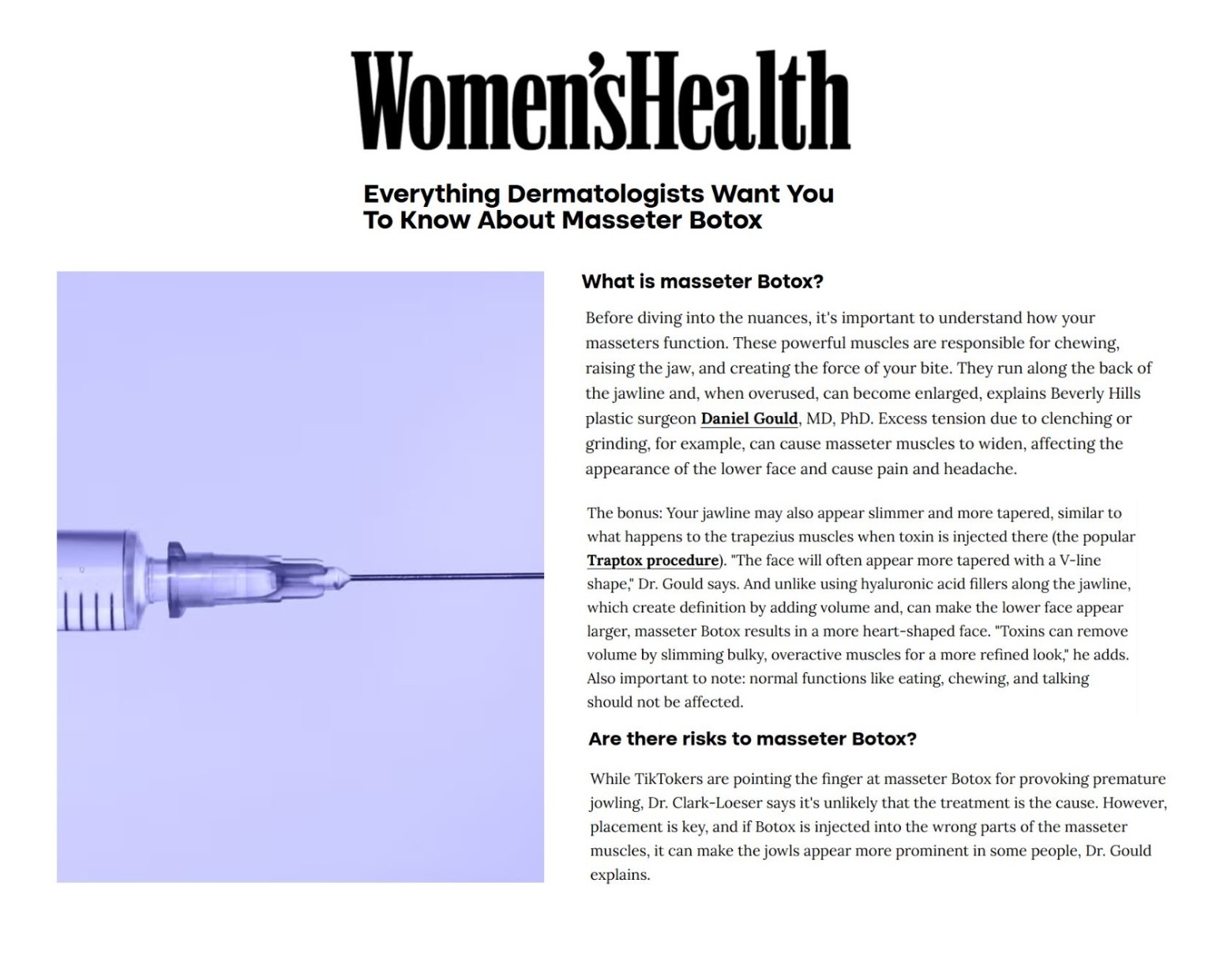 Plastic Surgery article