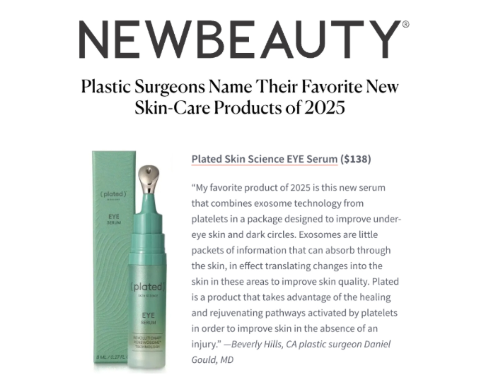 Plastic Surgery article